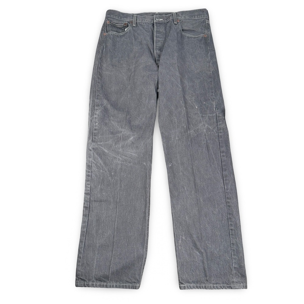 Levis 501XX Distressed Gray Denim Jeans Mens 38x36 Straight Button Fly READ